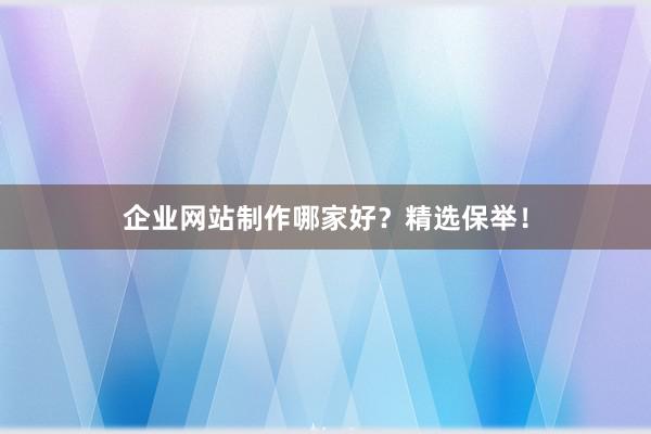 企业网站制作哪家好？精选保举！
